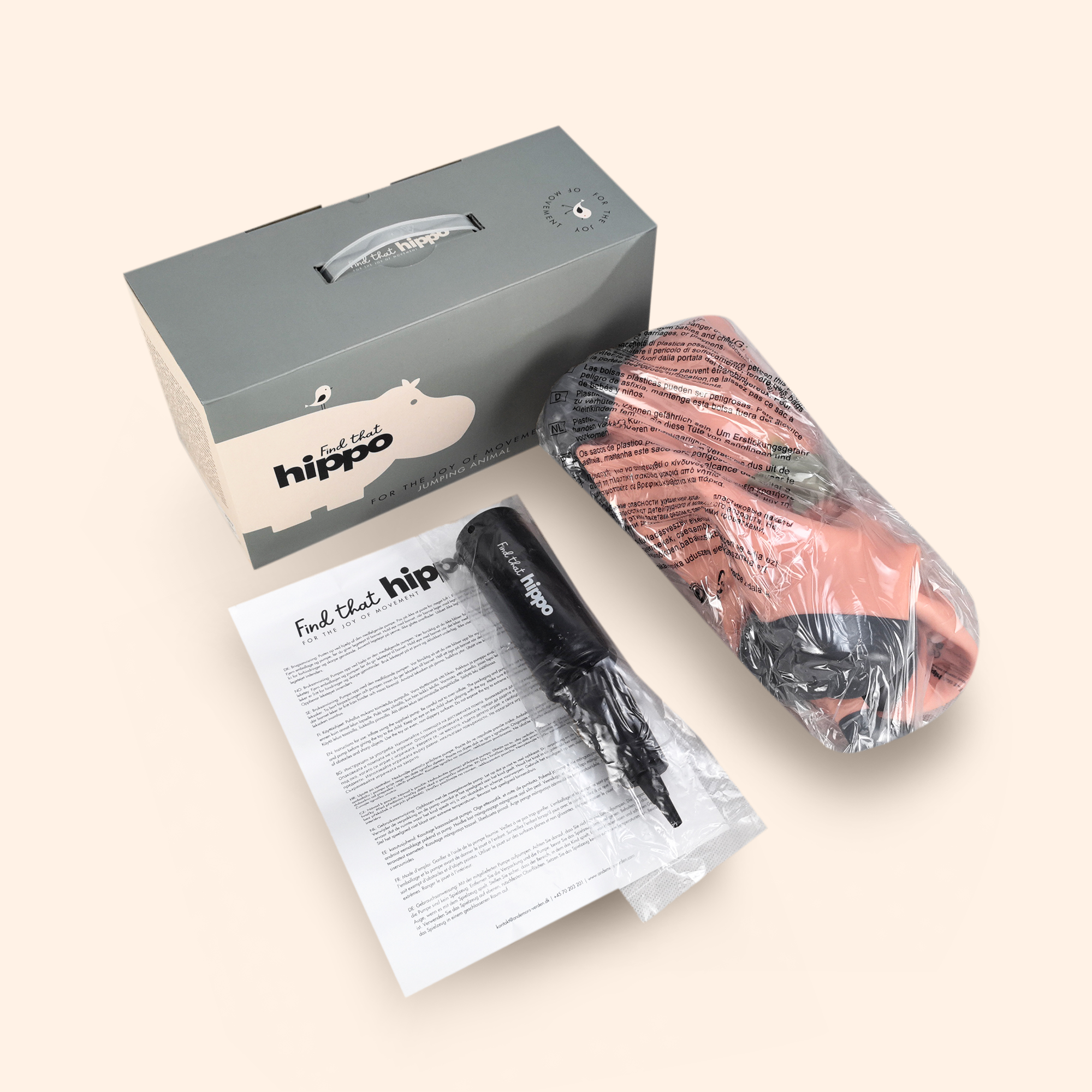 Unicorn toy package contents including Luna, pump and user manual – Find That Hippo